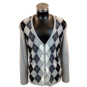 Charter Club 2-Ply Cashmere Button Cardigan Gray Black